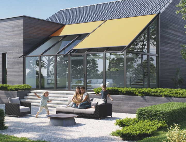 Außenliegender Sicht- und Sonnenschutz